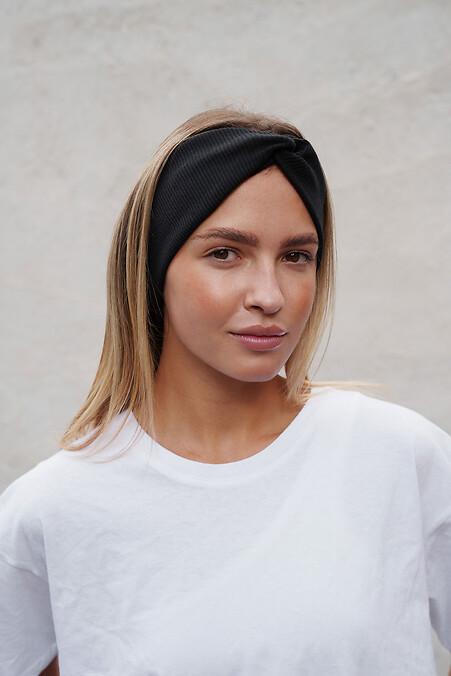 Женская повязка на голову В Рубчик  Horizon Black - #8055998