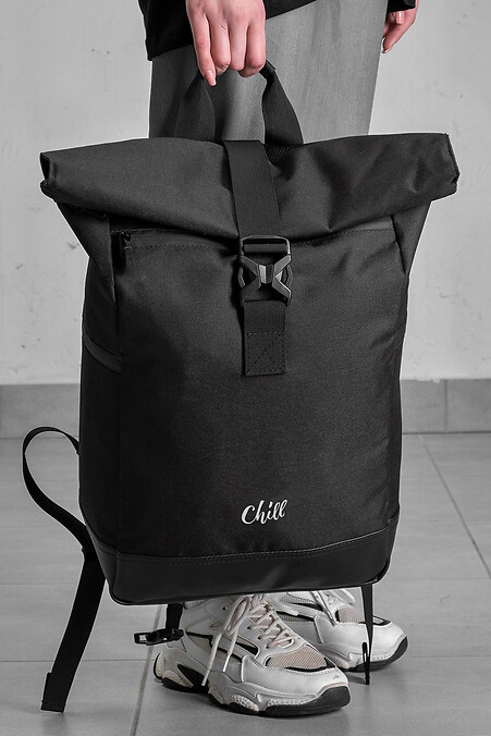 Жіночий Повсякденний Рюкзак Роллтоп Шкільний Without З Принтом Chill Black - #8049999