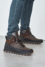 Мужские кроссовки кожаные зимние коричневые - #8019010