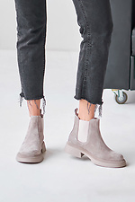 Beige Chelsea Boots für Damen aus echtem Wildleder - #4207018