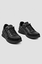 Кожаные мужские кроссовки черные - #4206029