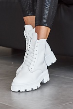 Женские ботинки кожаные зимние белые - #8019038