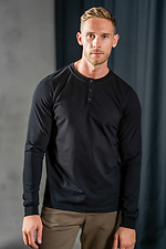 Men's Knitted Longsleeve with Button Bar Long Casual Black - #8034039