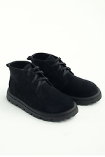 Women's demi-season black sneakers made of genuine suede - #4207045