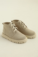 Women's demi-season beige sneakers with natural suede - #4207046