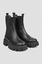 Leather high winter Chelsea boots with a black zipper. - #4206055