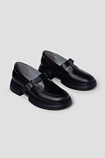 Women's leather black low-top shoes. - #4206057