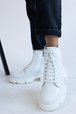 Женские ботинки кожаные зимние белые - #8019062