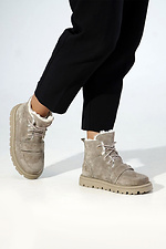 Високі замшеві зимові анатомічні черевики коричневі - #4207063