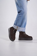Високі замшеві зимові анатомічні черевики коричневі - #4207069