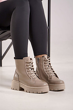 Зимові беж черевики — натуральна шкіра - #4207072