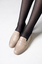 Women's beige leather shoes. - #4206075