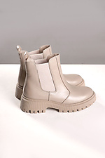 Зимові бежеві челсі на низькому ходу — натуральна шкіра - #4207077