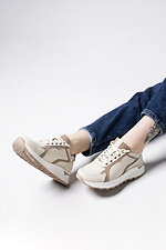 Women's light sneakers with dark beige inserts. - #4206087