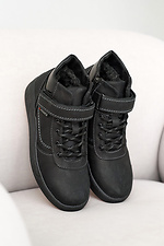 Подростковые ботинки кожаные зимние черные - #8019102