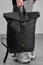 Damen-Schulrucksack Rolltop ohne Druck Crown Schwarz - #8055103