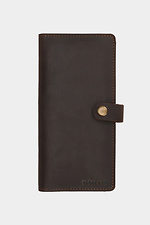 Skórzany duży portfel damski zapinany na guzik - #3300121