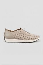 Beige suede sneakers with perforation - #4207123