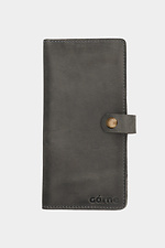 Skórzany duży portfel damski zapinany na guzik - #3300124