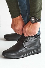 Мужские ботинки кожаные зимние черные - #8019148