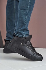Męskie skórzane sneakersy zimowe w kolorze czarnym - #8019154