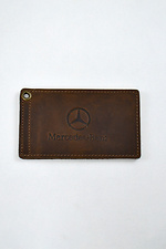Кожаная обложка на водительские документы MERCEDES оливкового цвета - #8046196