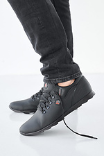 Чоловічі кросівки шкіряні весняно-осінні чорні - #2505217