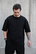 Men's Oversized T-Shirt with Double-Thread Midnight Black - #8056219