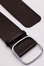 Szeroki pasek damski ze skóry naturalnej, brązowy - #3300221