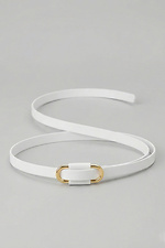 Pasek damski wykonany z naturalnej białej skóry. - #3300224