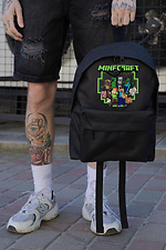 Casual School Backpack for Boys Without Compact With Print Minecraft Black - #8055240