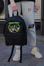 Casual School Backpack for Girls Without Compact With Print Minecraft Black - #8055241