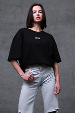 Women's Oversized T-Shirt With Print Without 1702 Black - #8049243