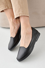 Women's leather loafers spring-autumn black - #2505251