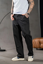 Men's straight cotton pants Jeans Casual Black - #8034253