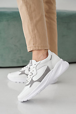 Skórzane sneakersy damskie w kolorze wiosna-jesień w kolorze białym - #2505258