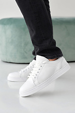 Męskie sneakersy skórzane wiosna-jesień w kolorze białym. - #2505267