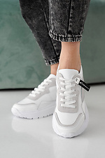 Skórzane sneakersy damskie w kolorze wiosna-jesień w kolorze białym - #2505277
