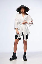 Białe lniane kimono SW-2423. - #8037307