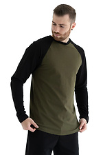 Herren-Langarm-T-Shirt Long Slive Khaki mit Schwarz - #8034315