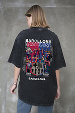 Женская футболка Washed оверсайз с принтом Barcelona Black - #8056319