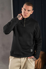 Men's Warm Sweatshirt with Zip Collar Collar Zip Black - #8034332