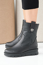 Women's winter black leather boots - #2505336