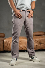 Men's Straight Cotton Pants Jeans Casual Gray - #8034339