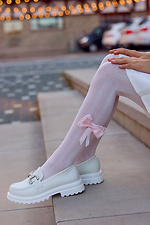 Children's openwork pink tights with a bow - #2040342