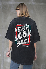 Женская футболка Washed оверсайз с принтом Never Look Black - #8056359