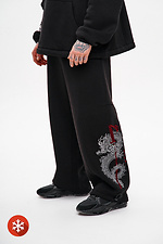 Чоловічі широкі спортивні штани з вишивкою, чорні - #8037390