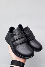 Детские кроссовки кожаные весенние черные - #8019394