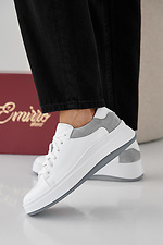 Women's spring-autumn white leather sneakers - #2505398