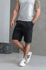 Men's plain casual knitted cotton shorts simple classic black - #8034410